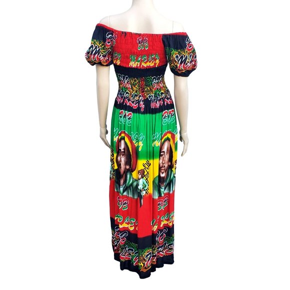 Bob Marley Maxi Dress S M L XL Reggae Rasta Jamaica One Love - Picture 4 of 11